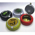 Mini Round Tin Ashtray w/ Flip Lid (2.6" Diameter)